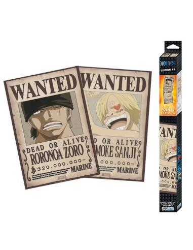 One Piece Set 2 Posters Wanted Zoro y Sanji